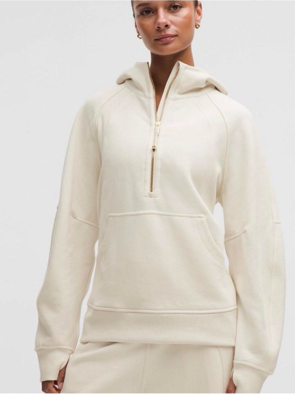 Lululemon Half-Zip Scuba Hoodie - light ivory/gold~ Size M/L NWT $128 MSRP 🌟